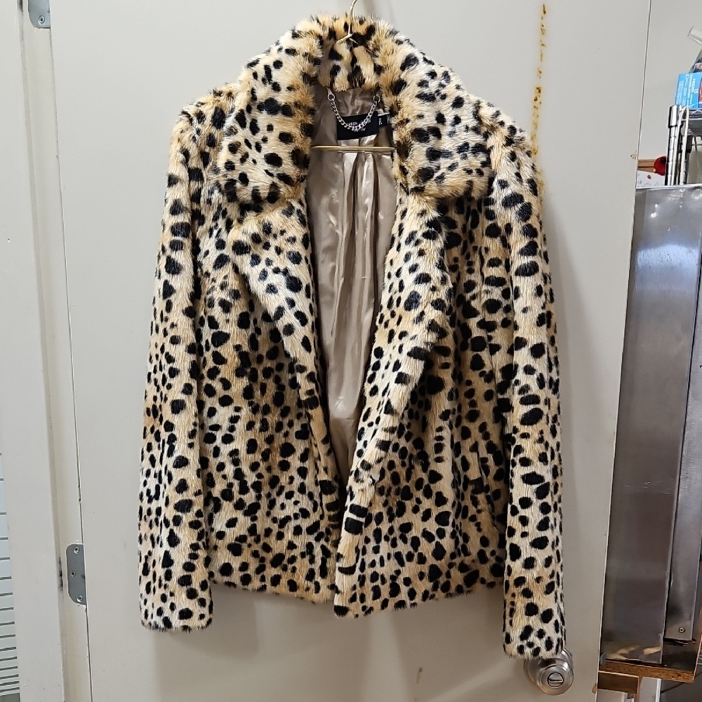 Leopard Print Faux Fur Coat